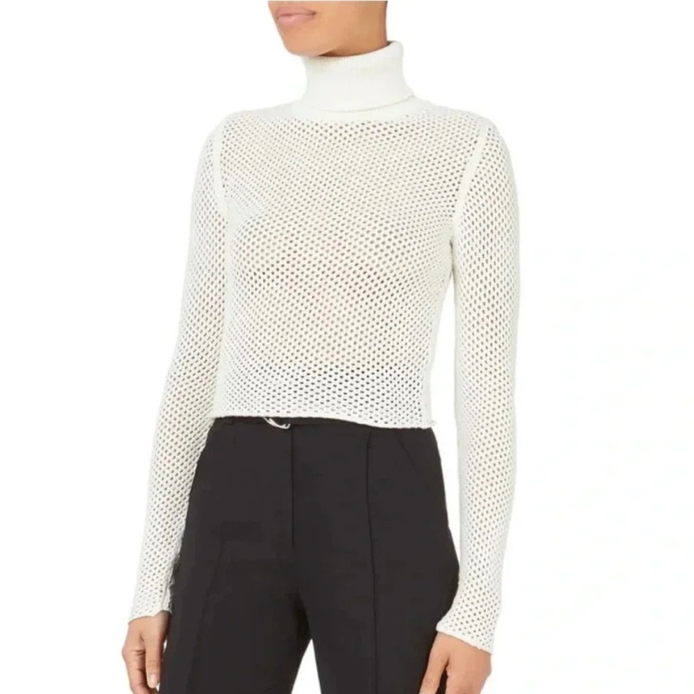 A.L.C. Sweater White Jones Open Knit cropped Turtleneck